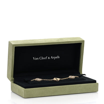 Van Cleef & Arpels 18K Yellow Gold Diamond 5 Motifs Guilloche Vintage Alhambra Bracelet 4 of 4