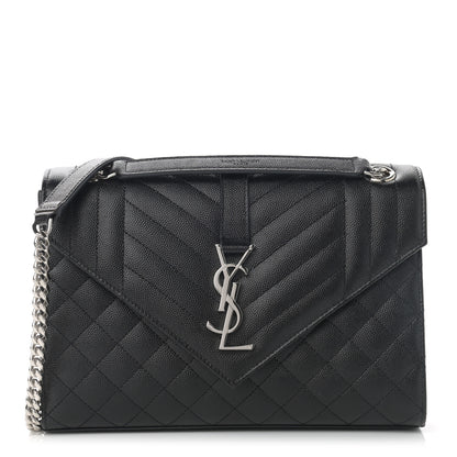 Saint Laurent Grain De Poudre Textured Mixed Matelasse Triquilt Medium Monogram Asphalt 1 of 10
