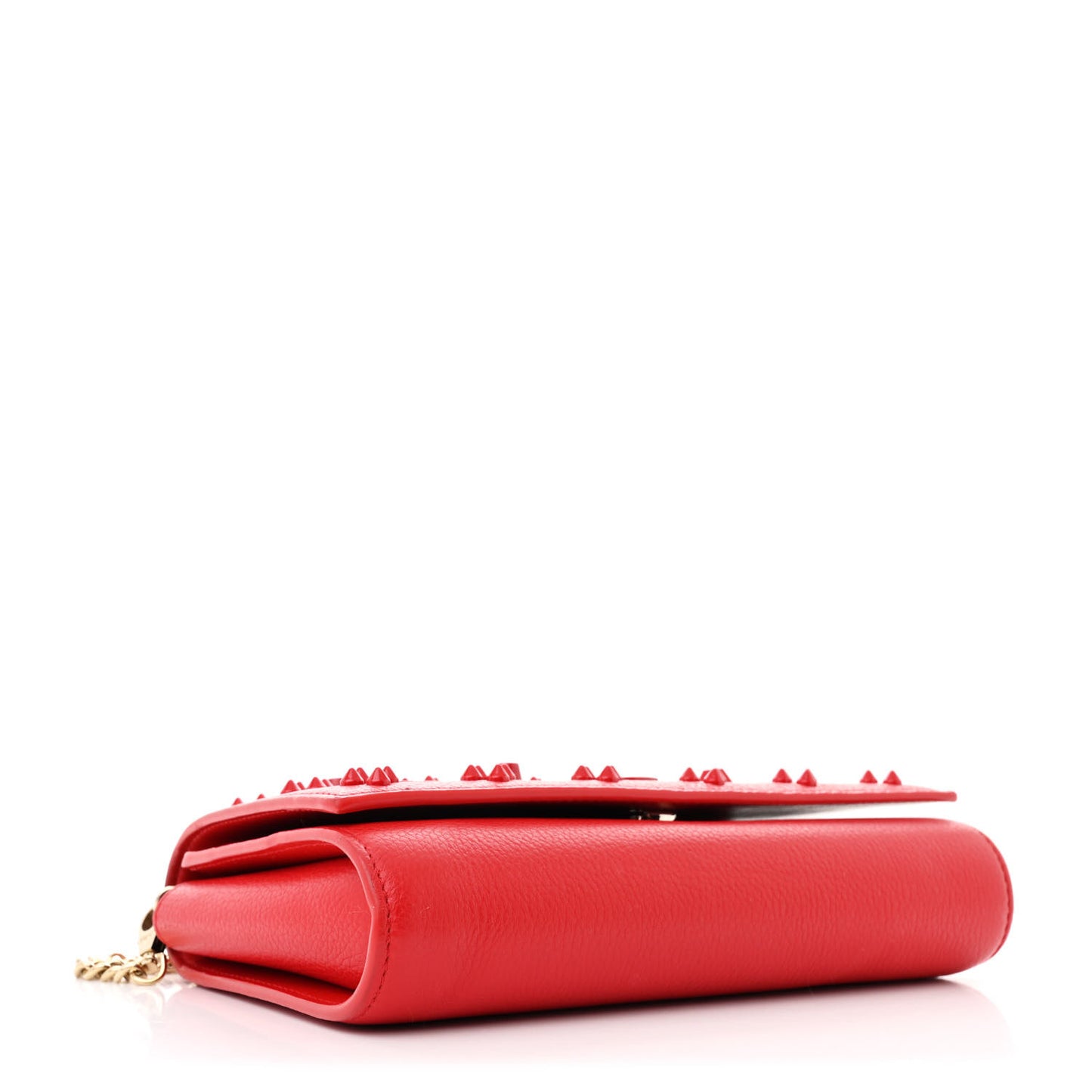 Calfskin Spikes Loubinthesky Paloma Clutch Red