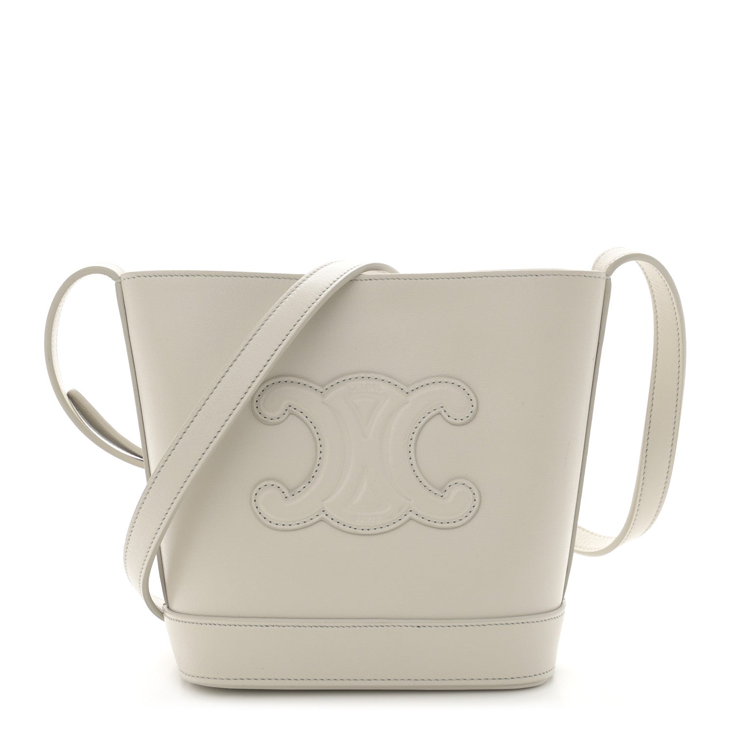 Celine Smooth Calfskin Small Cuir Triomphe Bucket Bag Light Stone 1 of 12