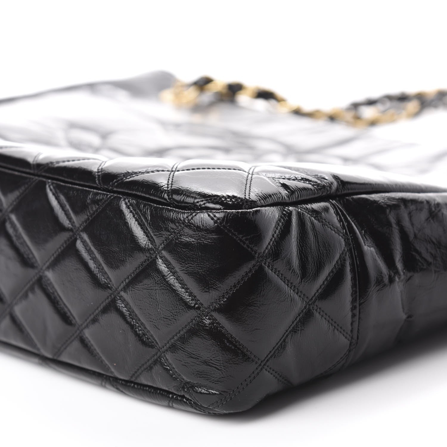 Chanel Shiny Aged Calfskin Quilted Small Shopping Bag Black 7 of 11