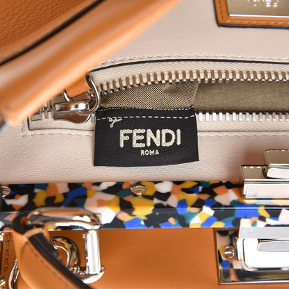 Fendi Vitello Seta Shiny Nappa Plexiglass Granite Medium Peekaboo Iconic Satchel Ginger Latte 8 of 8