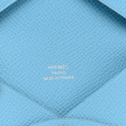 Hermes Epsom Calvi Card Case Celeste 6 of 7