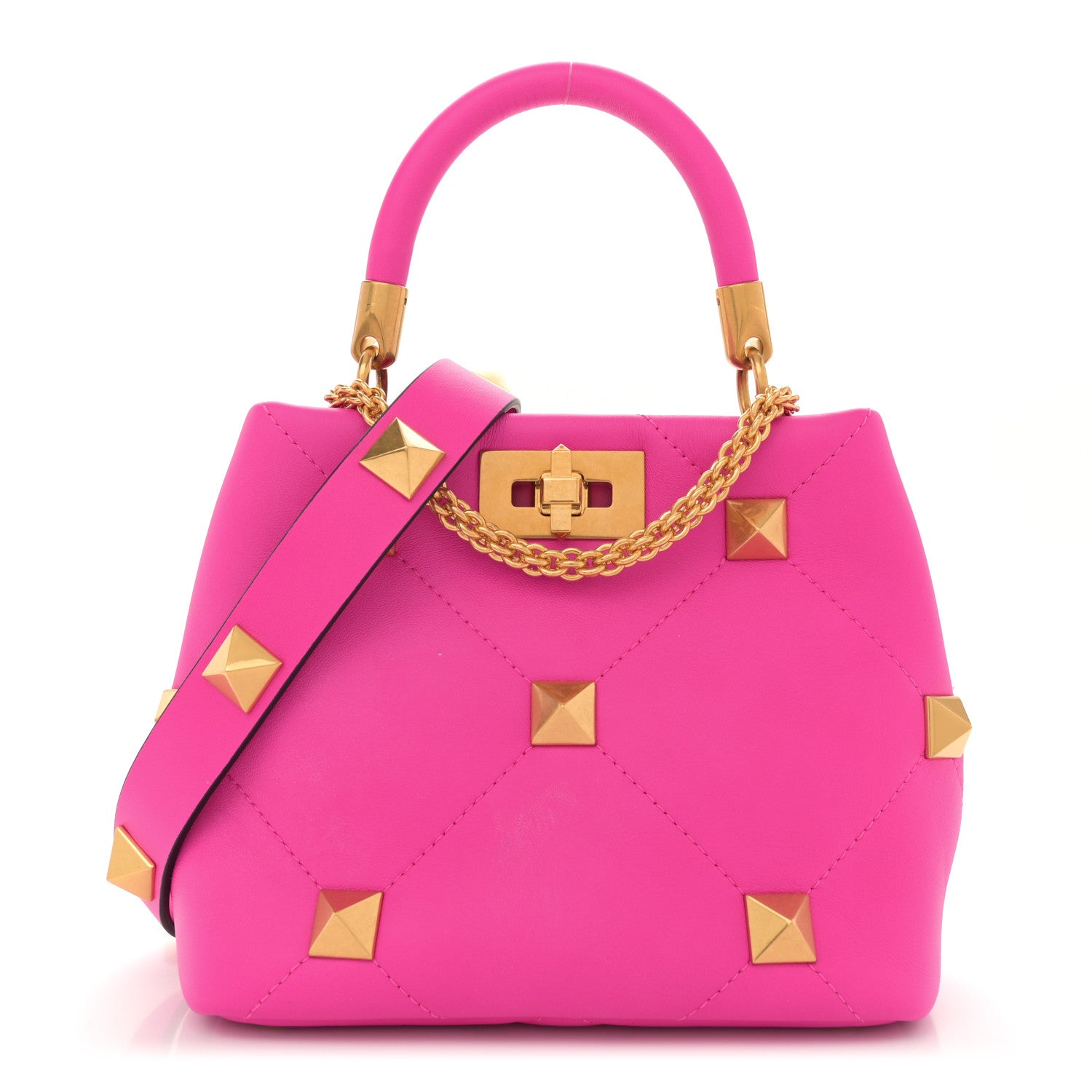 Valentino Garavani Nappa Small Roman Stud The Handle Bag Pink PP 1 of 9