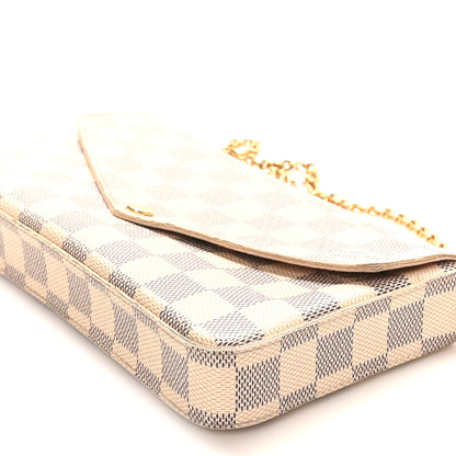 Louis Vuitton Damier Azur Pochette Felicie Chain Wallet Rose Ballerine 10 of 11