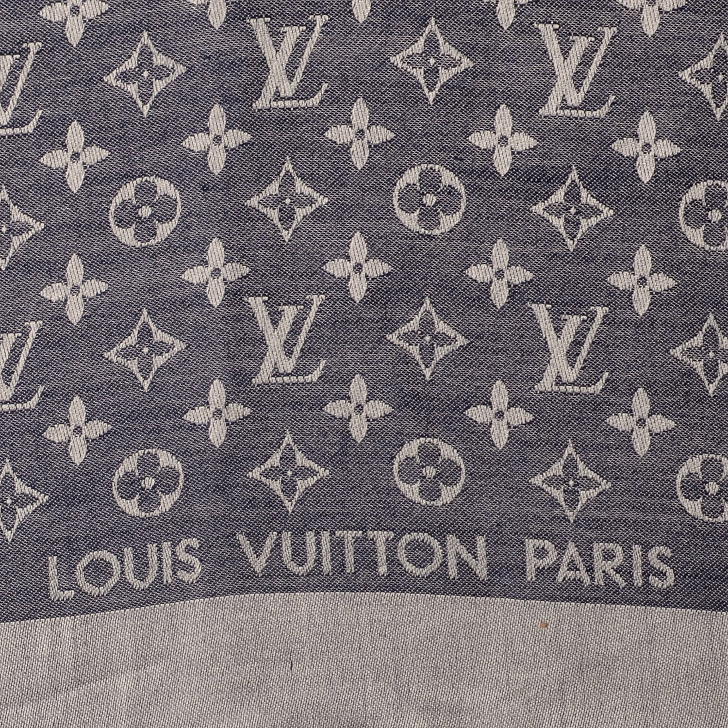 Louis Vuitton Wool Silk Monogram Denim Shawl Blue 1 of 5