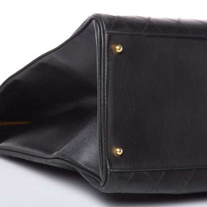 Chanel Calfskin Stitched XL Weekender Black 10 of 13