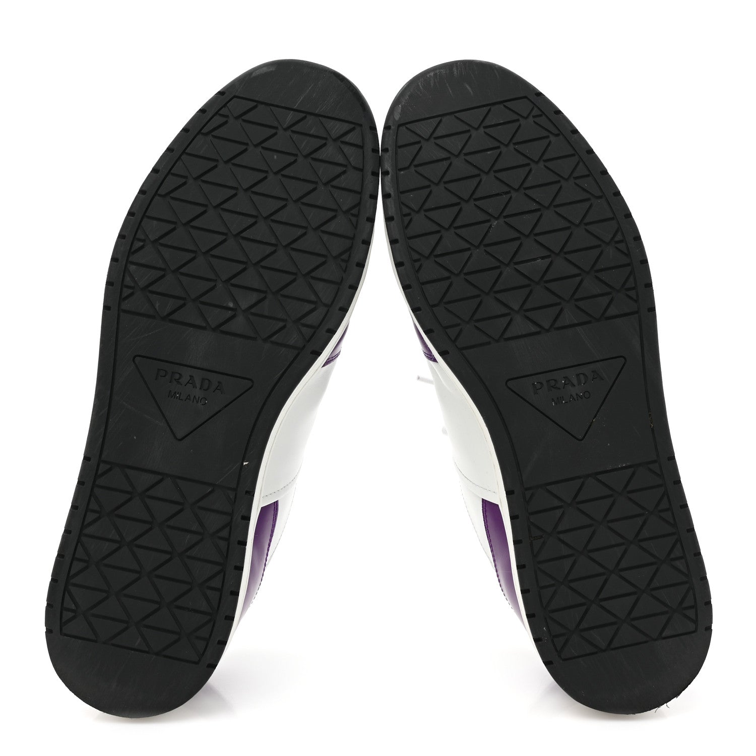 Prada Vitello Rois Metal Triangle Logo Mens Downtown Low Top Sneakers 8 White Ciclamino 6 of 12