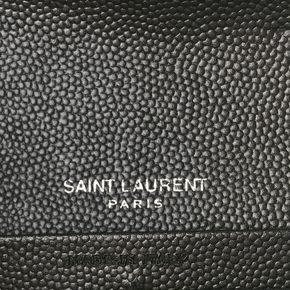 Saint Laurent Grain De Poudre Matelasse Chevron Monogram Flap Wallet Black 6 of 10