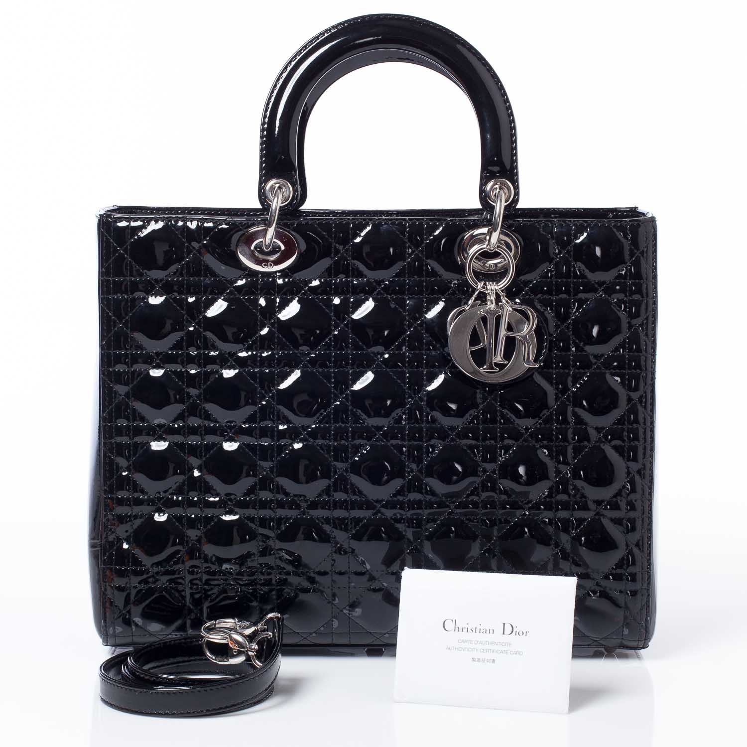 Christian Dior CHRISTIAN DIOR Patent Cannage Large Lady Dior Black 11 of 11