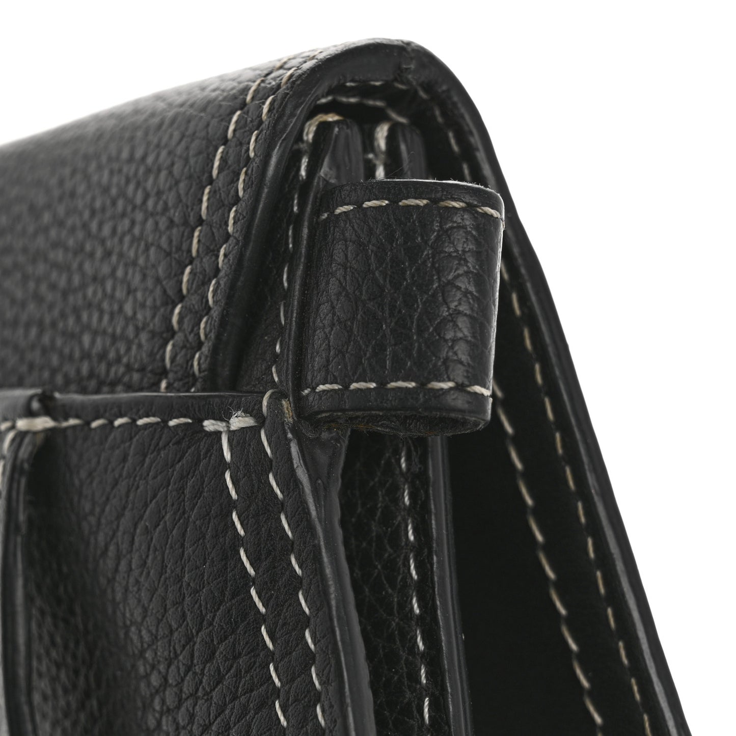 X KAWS Grained Calfskin Saddle Wristlet Black