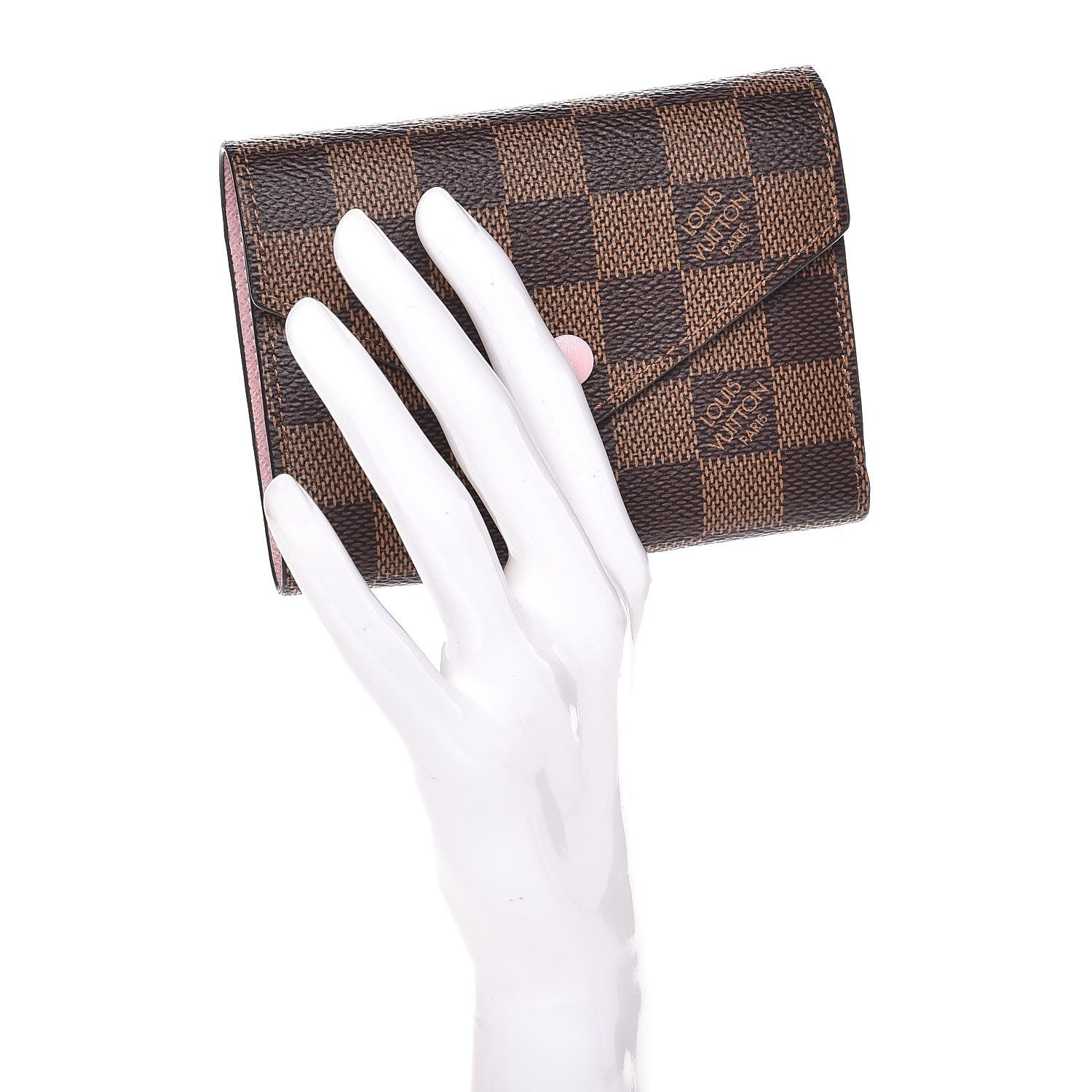 Louis Vuitton Damier Ebene Victorine Wallet Rose Ballerine 2 of 8