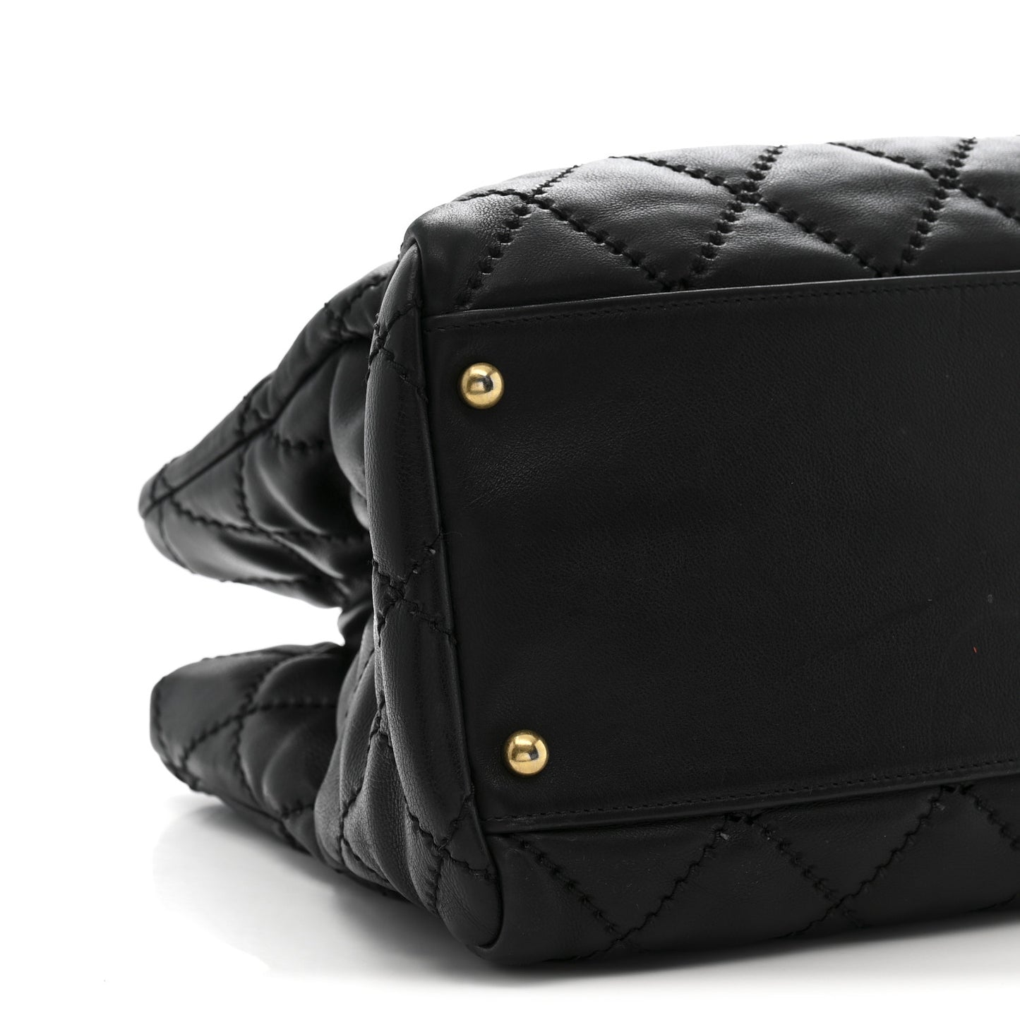 Calfskin Quilted Large Retro Chain Shopping Tote  Black