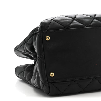 Chanel Calfskin Quilted Large Retro Chain Shopping Tote  Black 9 of 12