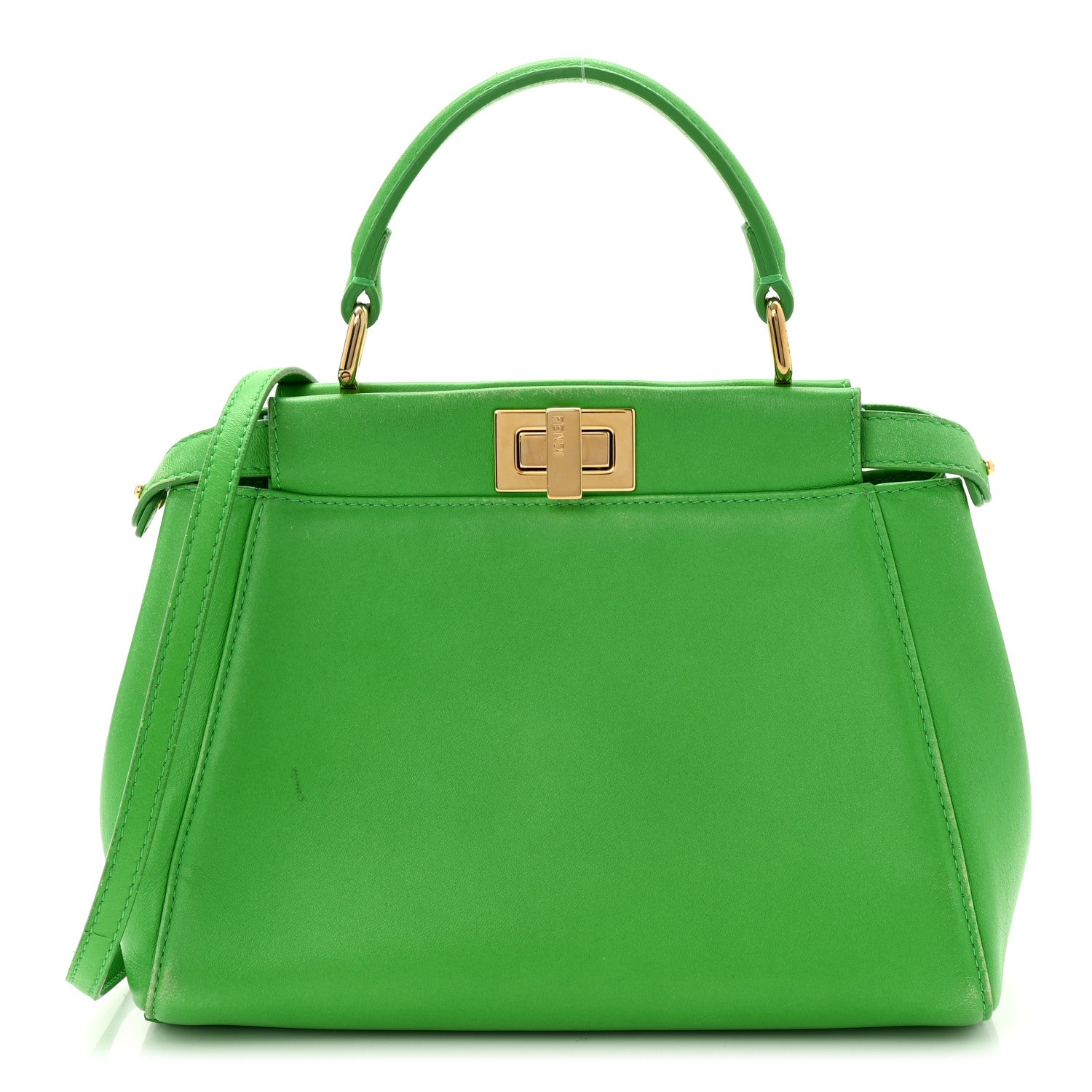 Fendi Nappa Mini Peekaboo Iconic Satchel Tomatillo 1 of 14