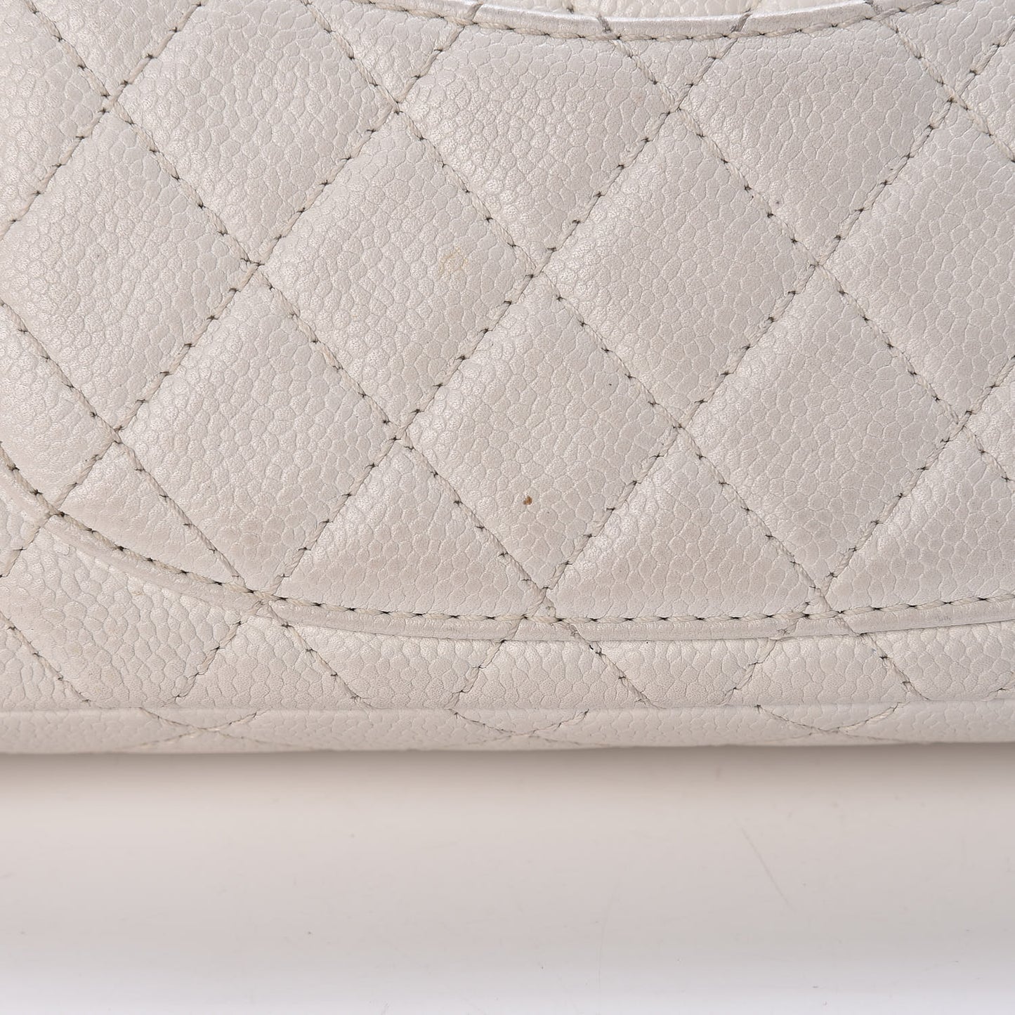 Soft Caviar Quilted East West Flap White