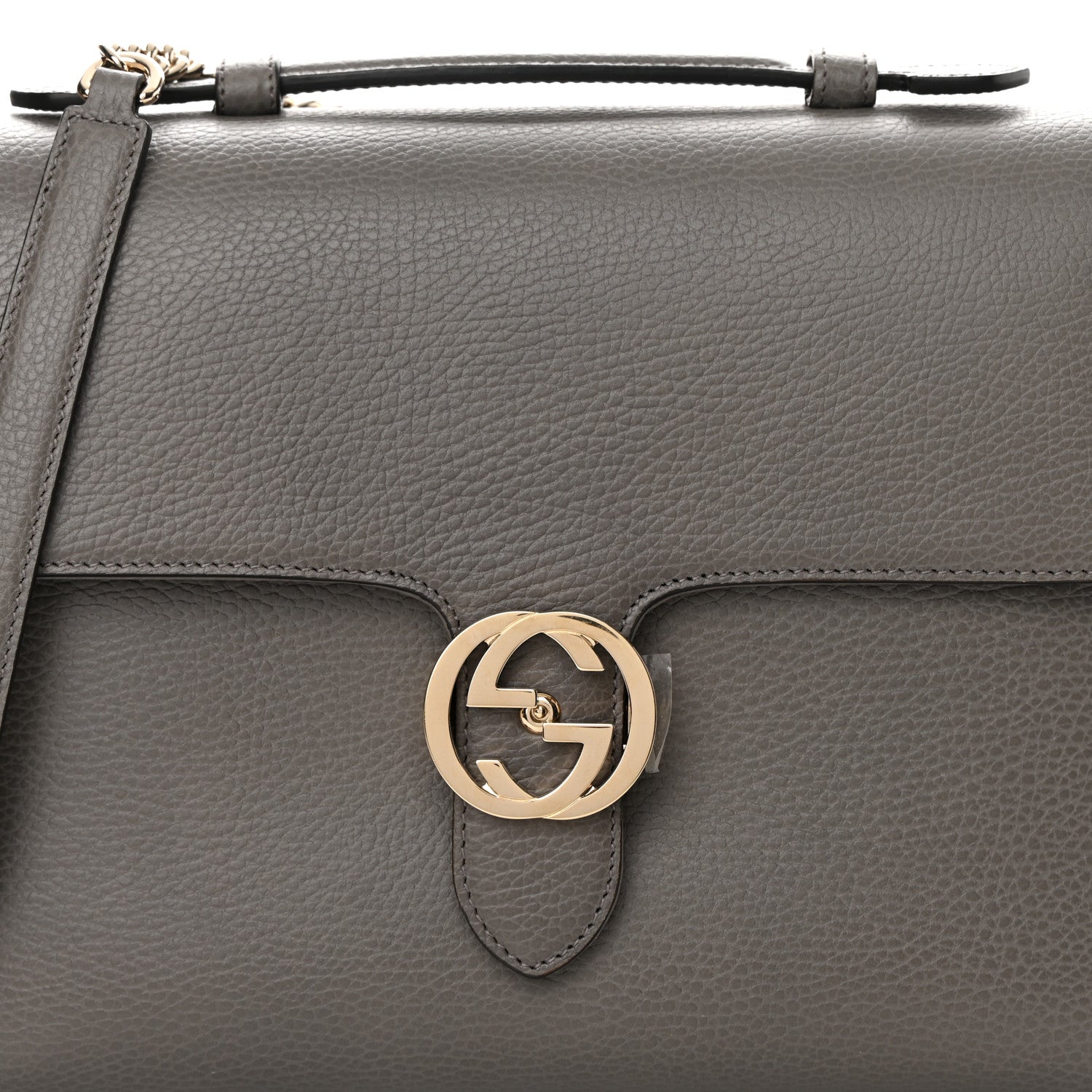 Gucci Dollar Calfskin Medium Interlocking G Top Handle Shoulder Bag Loess 7 of 9