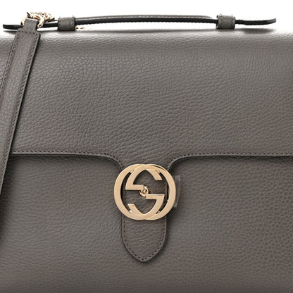 Gucci Dollar Calfskin Medium Interlocking G Top Handle Shoulder Bag Loess 7 of 9
