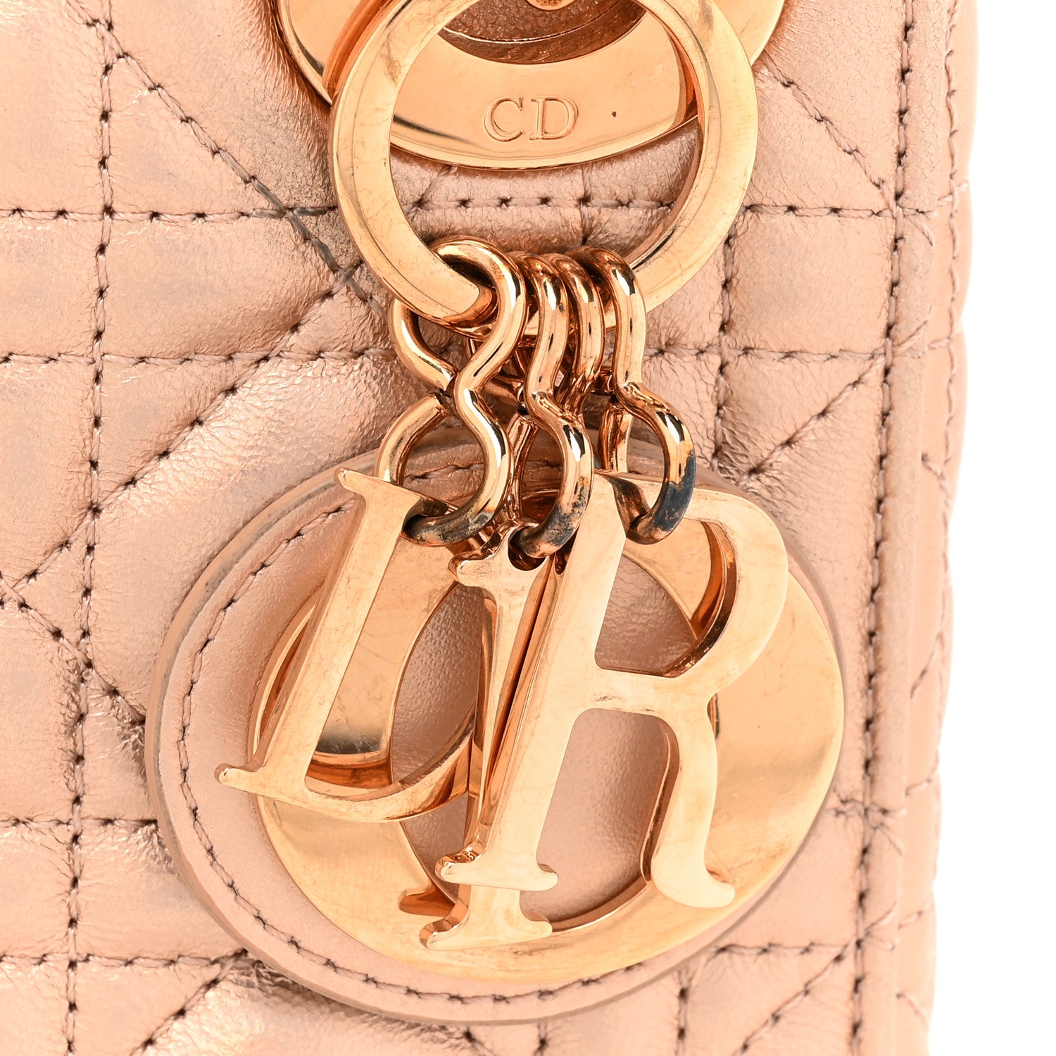 Christian Dior Metallic Lambskin Cannage Mini Lady Dior Gold Rose 13 of 15