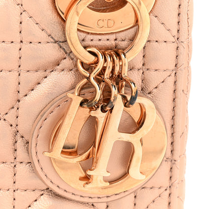 Christian Dior Metallic Lambskin Cannage Mini Lady Dior Gold Rose 13 of 15