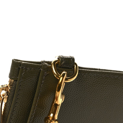 Saint Laurent Grain De Poudre Chevron Monogram Large Bill Pouch Light Sage 8 of 8