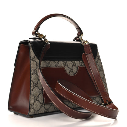 Gucci GG Supreme Monogram Calfskin Small Padlock Top Handle Bag Beige Black Cuir 3 of 12