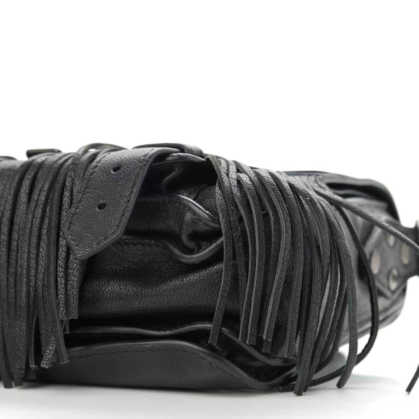 Lambskin Fringe PS1 Crossbody Pouch Black