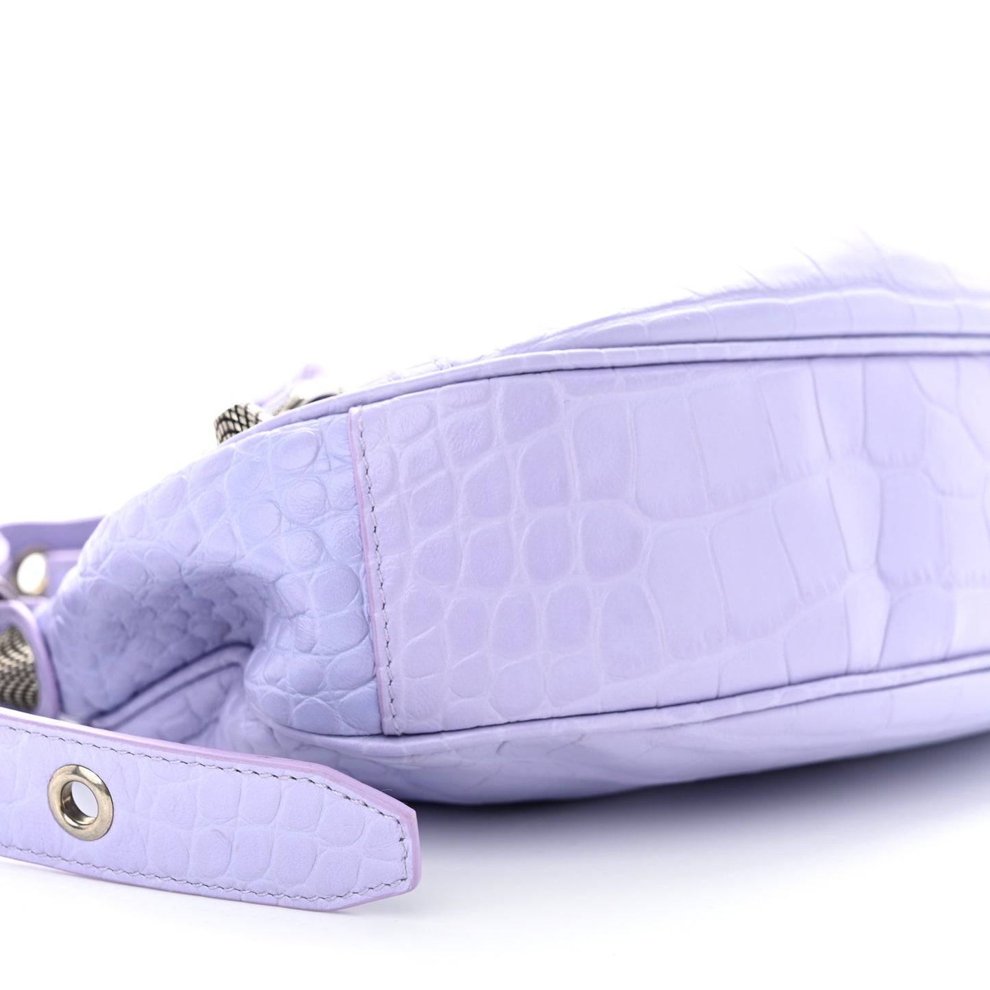 Extra Supple Calfskin Crocodile Embossed Le Cagole Shoulder Bag XS Lilac
