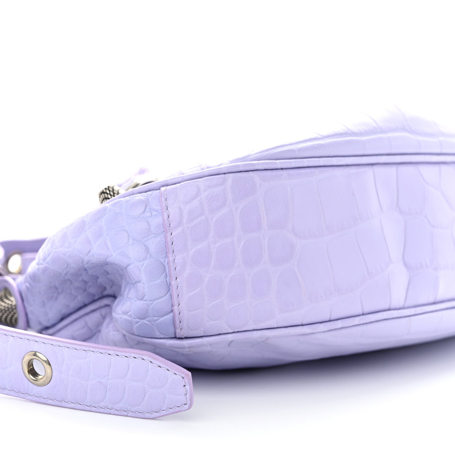 Balenciaga Extra Supple Calfskin Crocodile Embossed Le Cagole Shoulder Bag XS Lilac 9 of 10