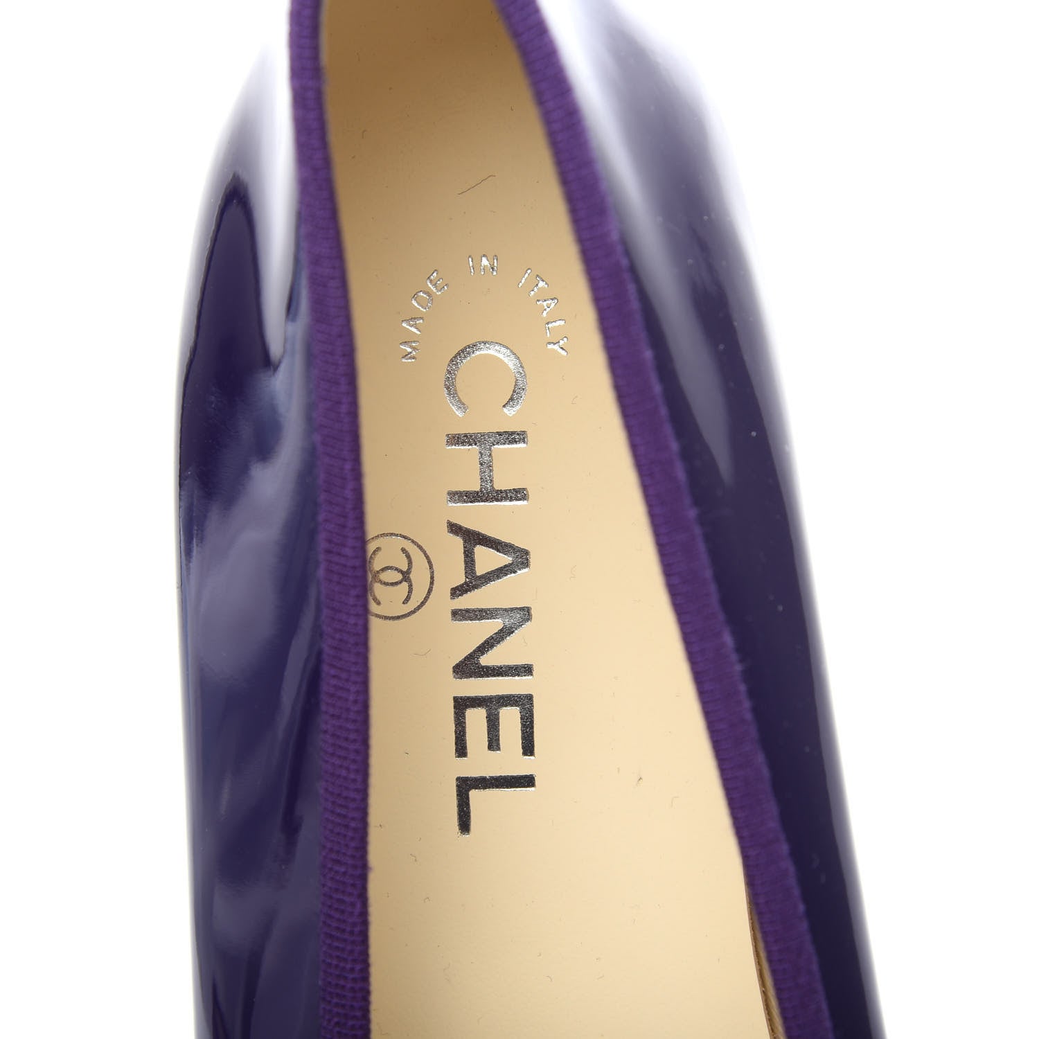 Chanel Patent Calfskin CC Cap Toe Ballerina Flats 40.5 Purple 7 of 8