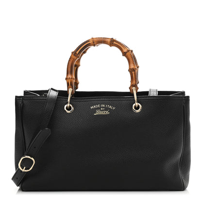 Gucci Pebbled Calfskin Medium Bamboo Shopper Tote Black 1 of 10