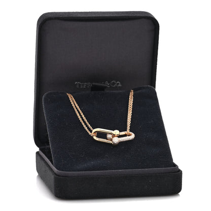 Tiffany 18K Rose Gold Diamond HardWear Large Double Link Pave Pendant Necklace 5 of 5