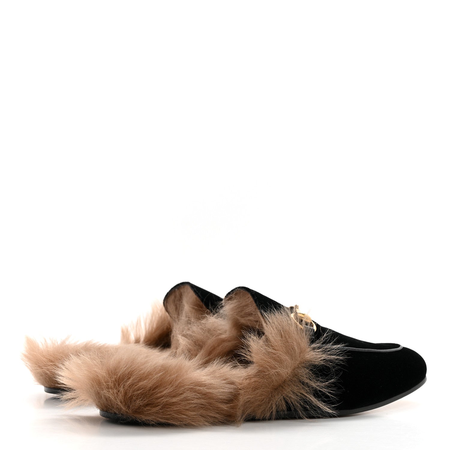 Gucci Velvet Fur Mens Princetown Slippers 8 Black 4 of 8