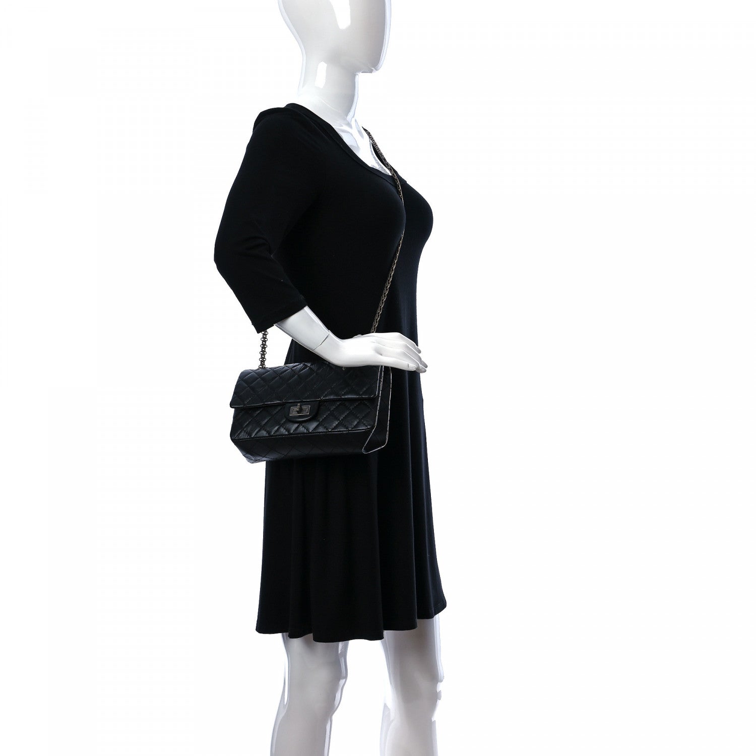 Chanel Aged Calfskin Quilted 2.55 Reissue 225 Flap Black 3 of 12