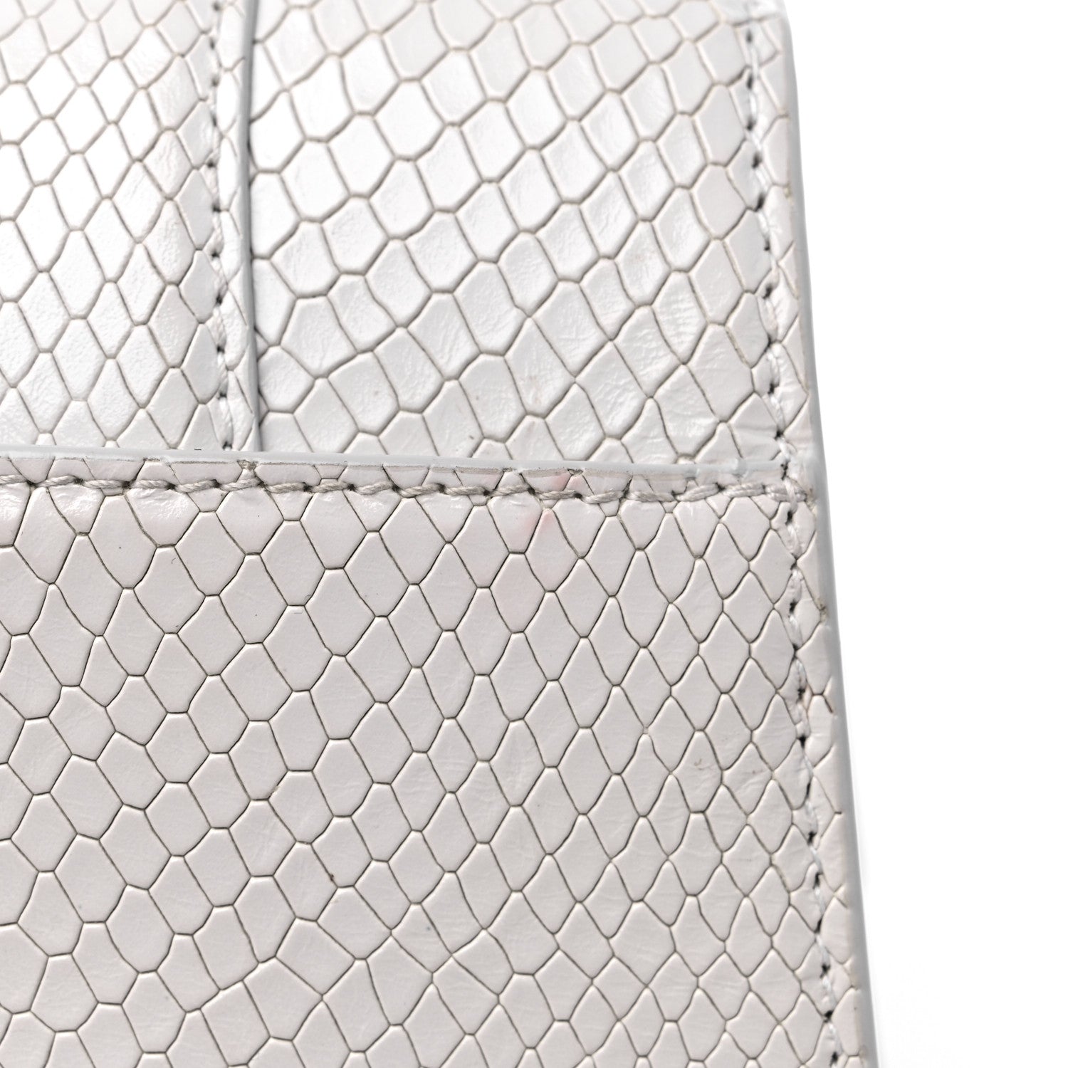 Balenciaga Calfskin Snake Embossed Small Hourglass Top Handle Bag White 11 of 14