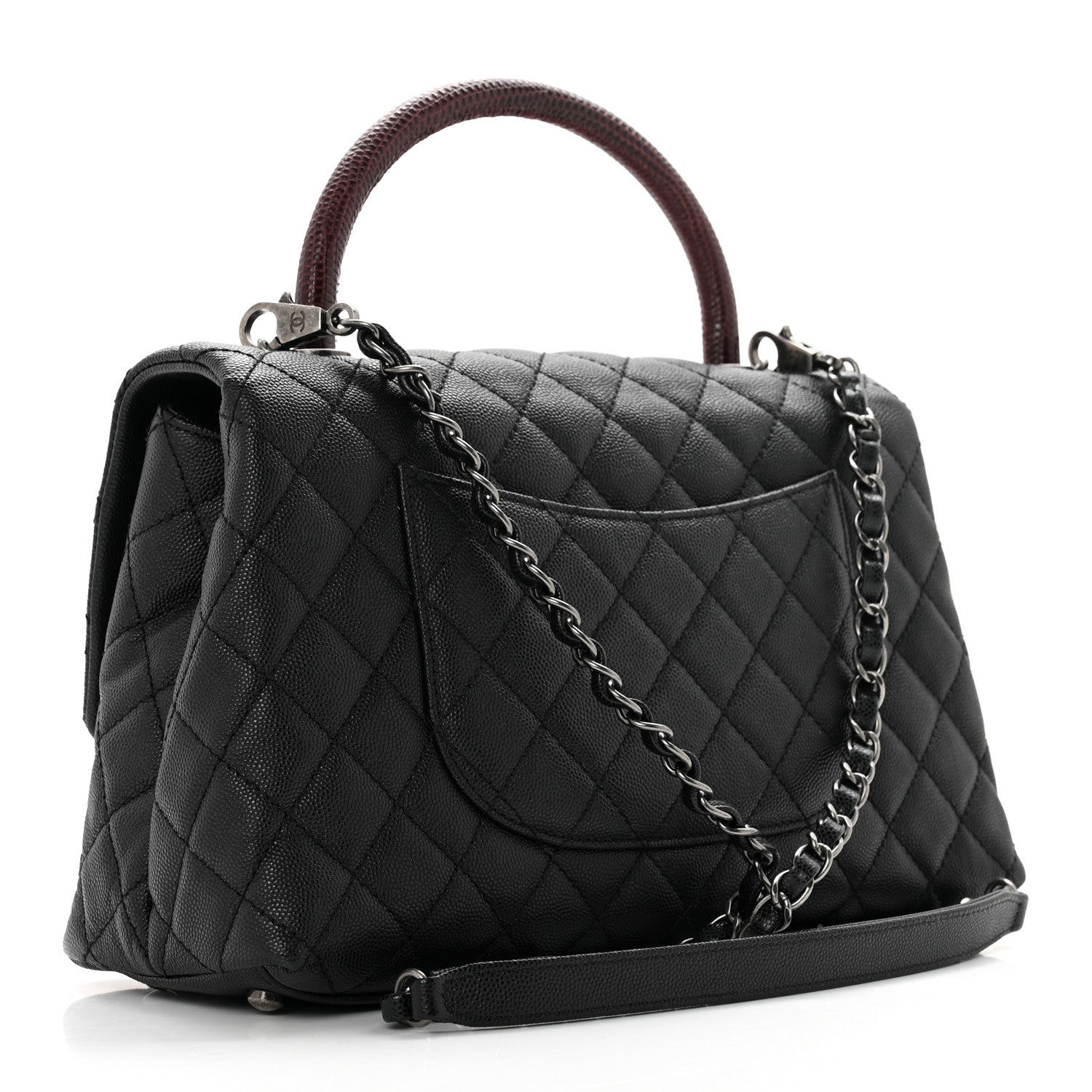Chanel Caviar Lizard Quilted Small Coco Handle Flap Black 2 of 8