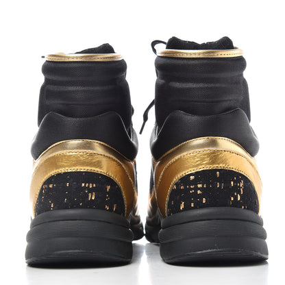 Chanel Velour Tweed CC High Top Sneakers 39 Black Gold 7 of 10