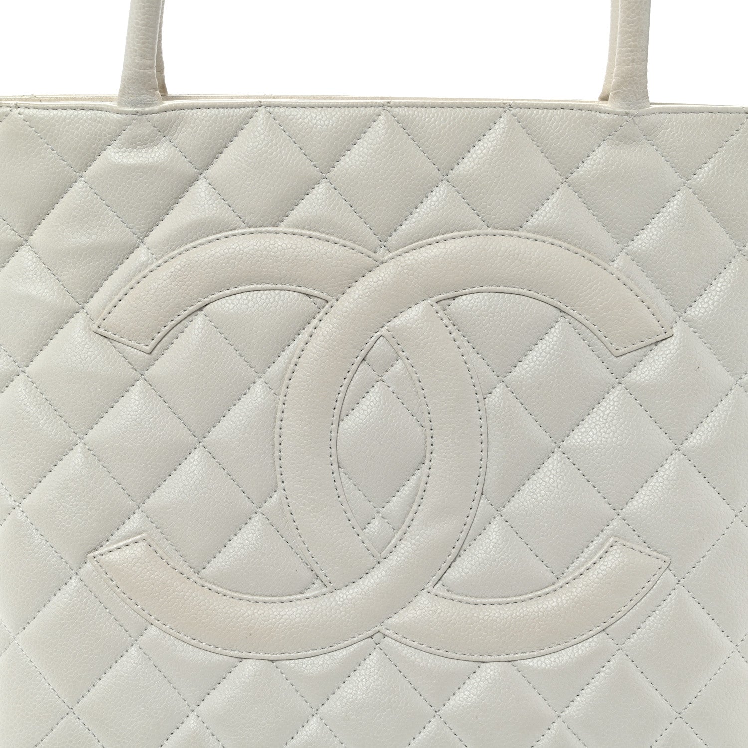 Chanel Caviar Quilted Medallion Tote White 8 of 12