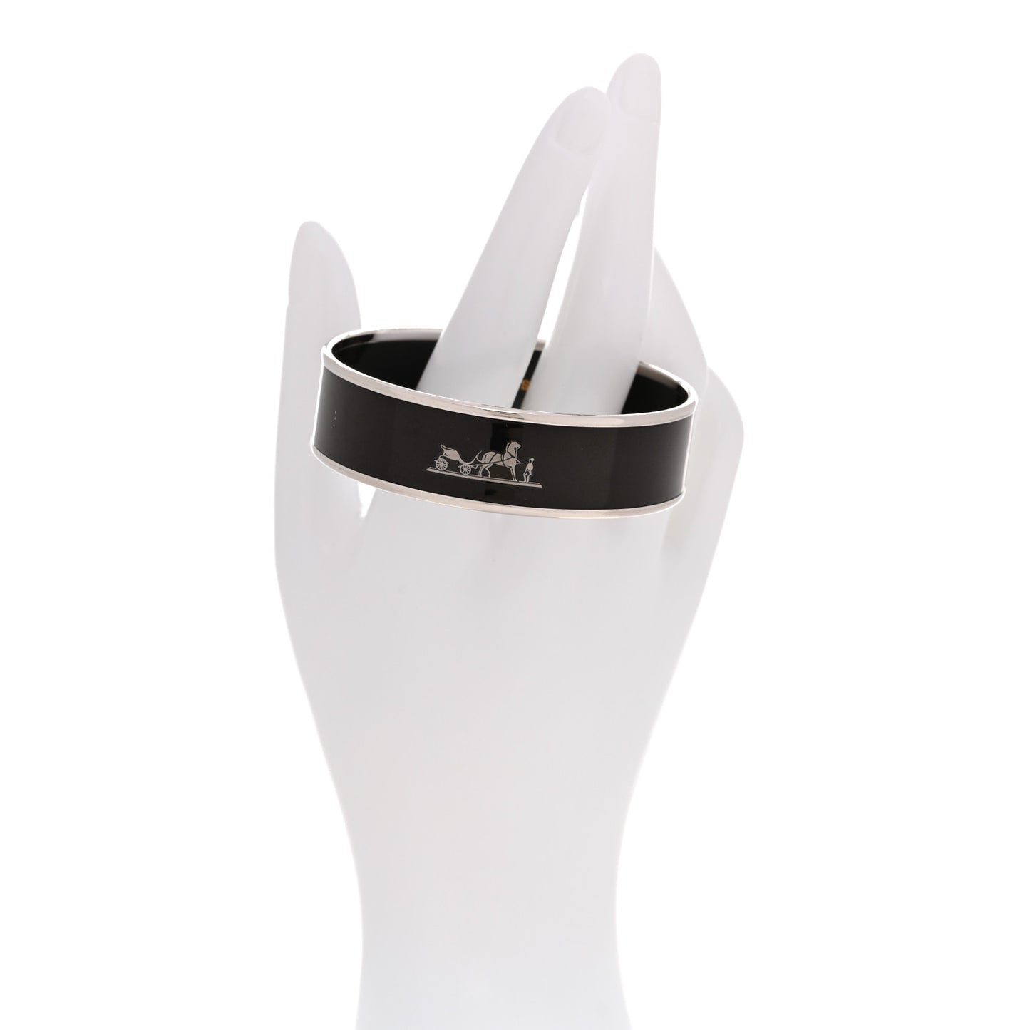 Enamel Printed Caleche Wide Bracelet Black