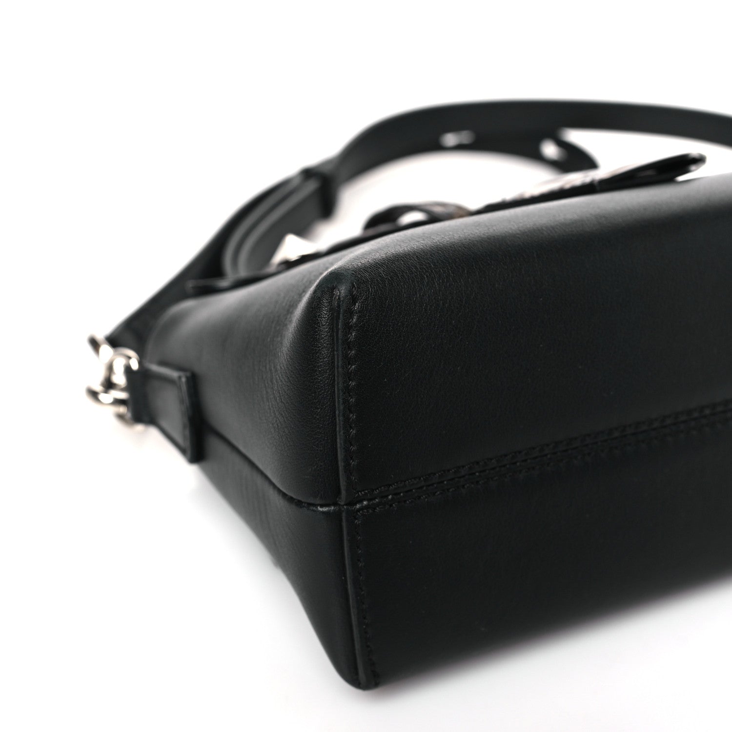 Fendi Vitello Dolce Bi-Color FF 1974 Embossed Mini By The Way Boston Bag Black Maya 8 of 9