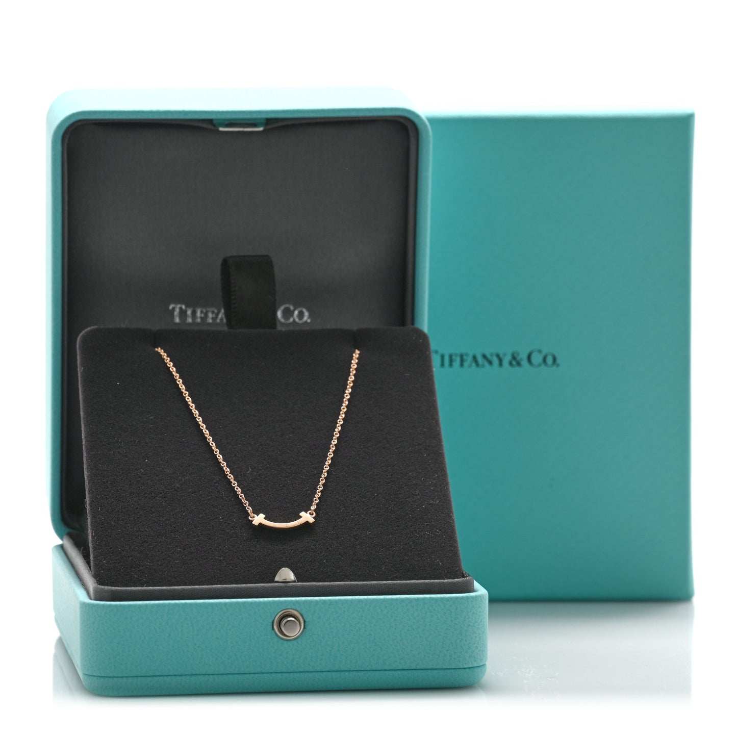 18K Rose Gold Mini T Smile Pendant Necklace