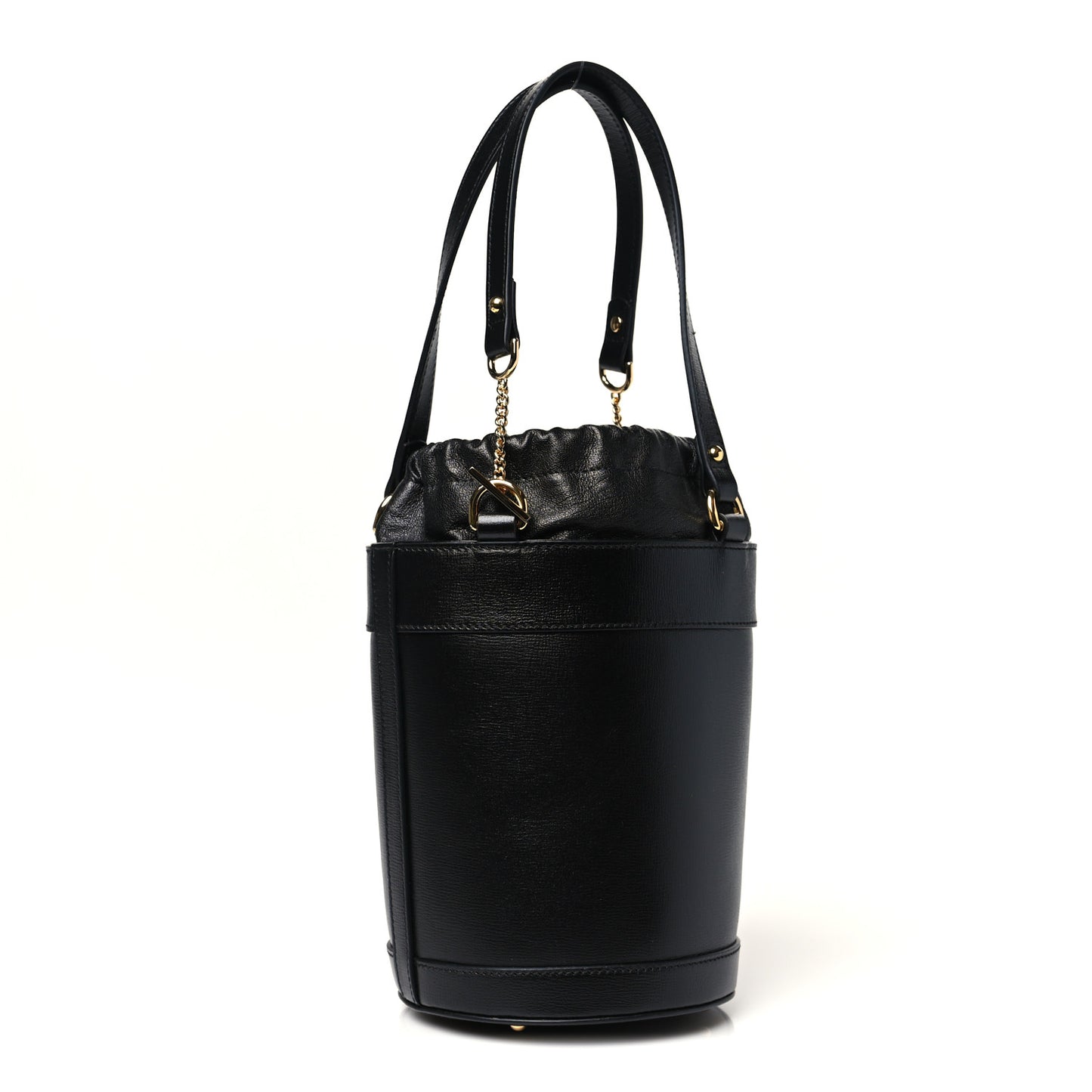 Azalea Sakai Calfskin Small Horsebit 1955 Drawstring Bucket Bag Black