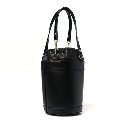 Gucci Azalea Sakai Calfskin Small Horsebit 1955 Drawstring Bucket Bag Black 3 of 10