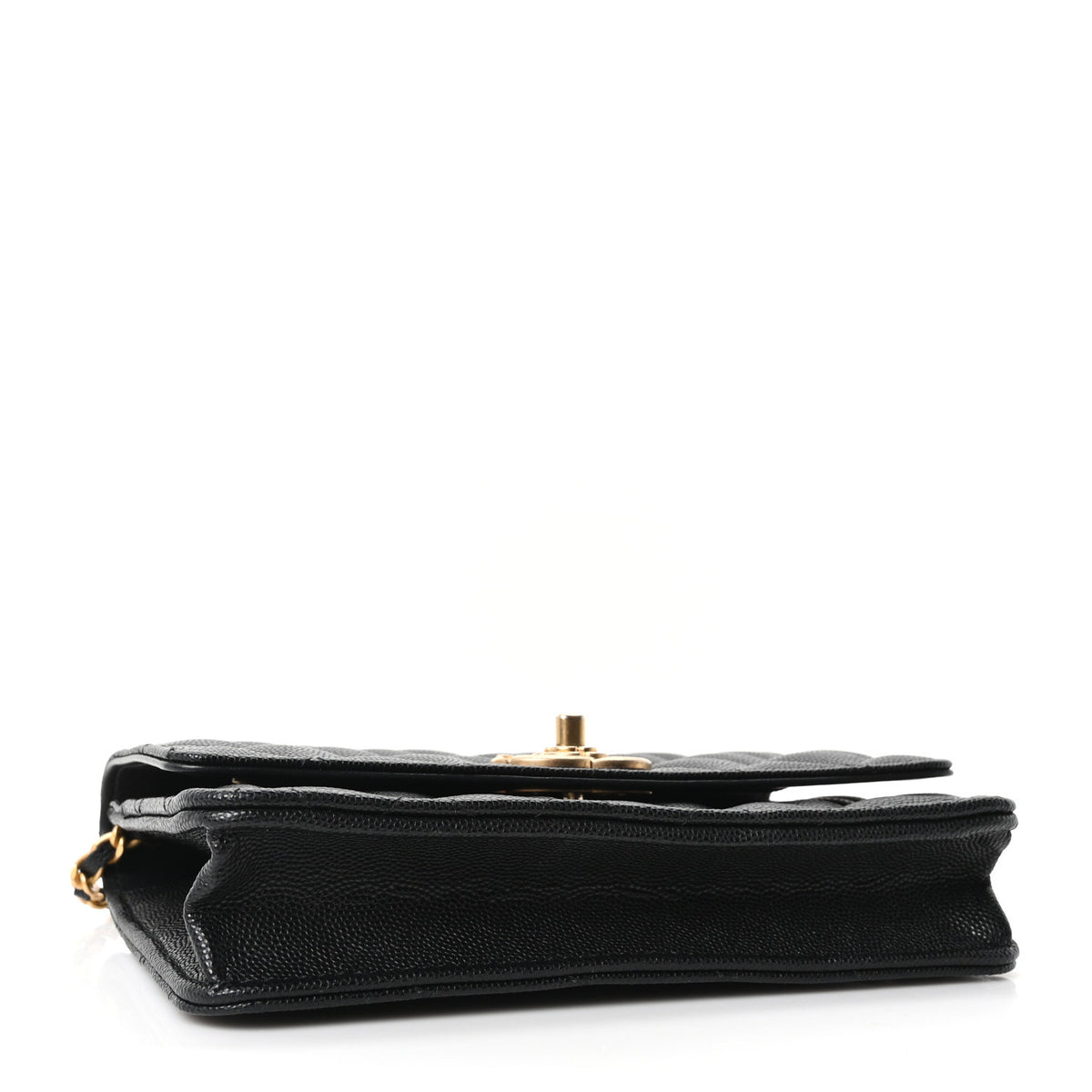 Caviar Quilted Camellia Wallet On Chain WOC Black