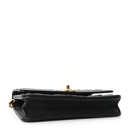 Chanel Caviar Quilted Camellia Wallet On Chain WOC Black 4 of 12