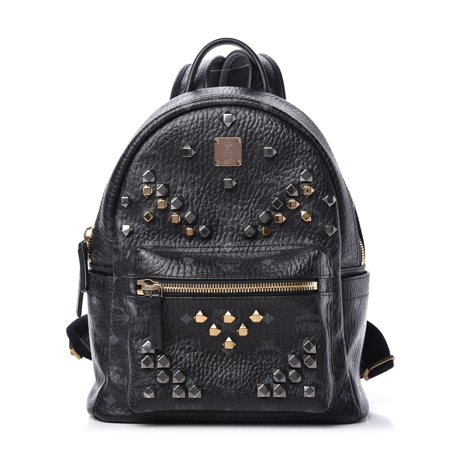 MCM Visetos Studded Small Stark M Backpack Black 1 of 9