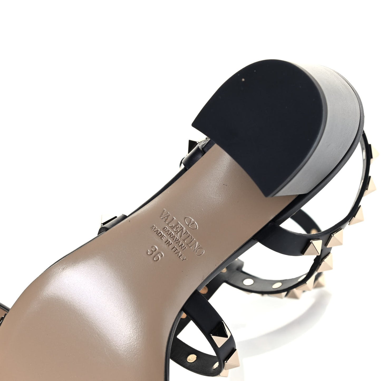Calfskin Rockstud 60mm City Sandals 36 Black