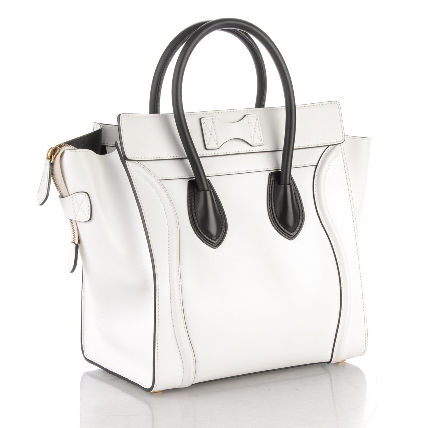 Smooth Calfskin Mini Luggage White Black