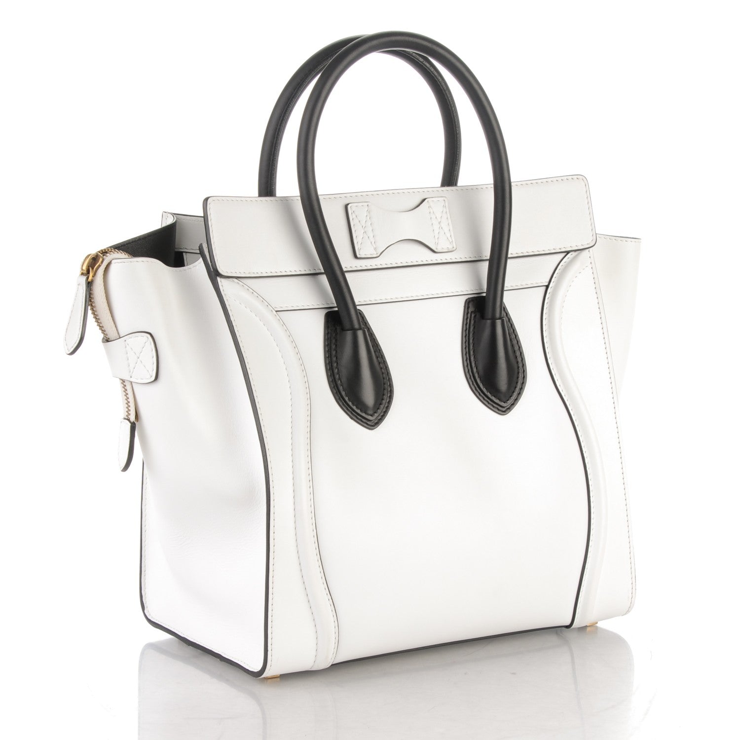 Celine Smooth Calfskin Mini Luggage White Black 3 of 8