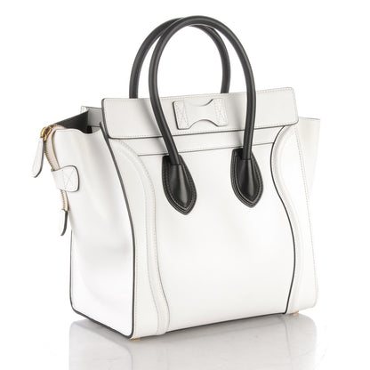 Celine Smooth Calfskin Mini Luggage White Black 3 of 8